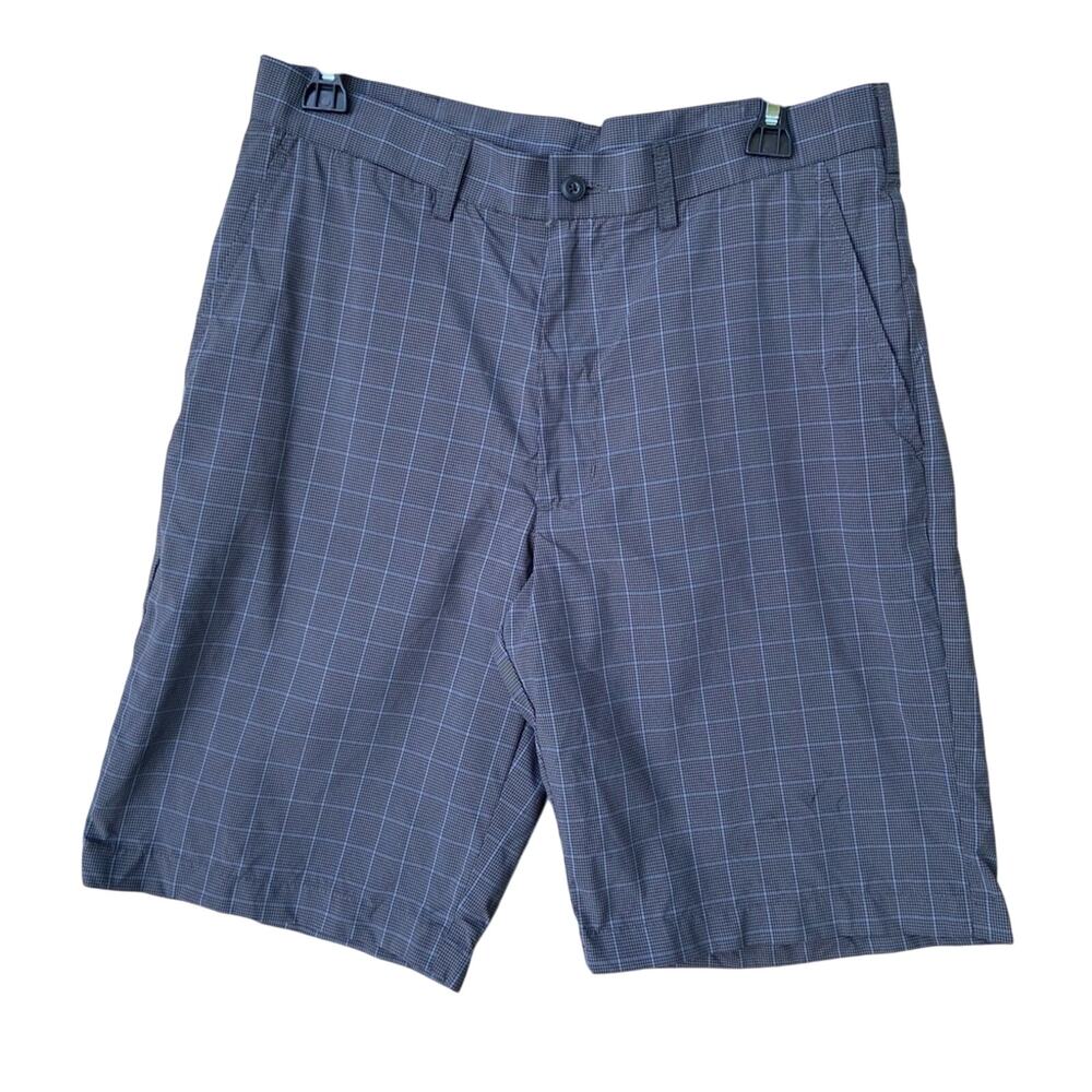 New Ben Hogan Mens Size 32 Gray Plaid Moisture Wicking Golf Performance Shorts